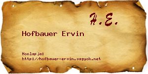 Hofbauer Ervin névjegykártya