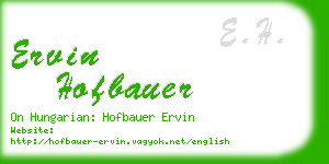 ervin hofbauer business card